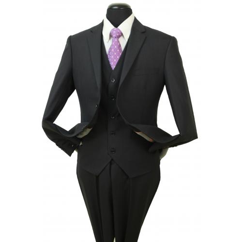 R&B 5001V-5 Black Super 150's Merino Wool Suit