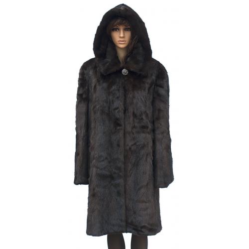 Winter Fur Ladies Full Skin Mink 3/4 Brown Coat W59Q09BR
