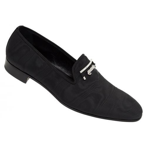 Mauri  "4711" Black Genuine Fabric / Gross Grain Evening Loafer Shoes