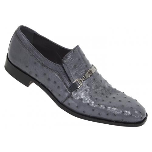 Mauri "4682/1" Quartz Grey Genuine Ostrich Dressy Loafer Shoes