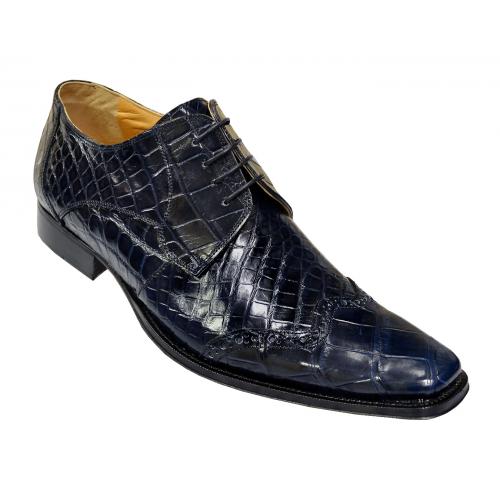 Mauri "M746" Wonder Blue All-Over Genuine Alligator Wingtip Shoes