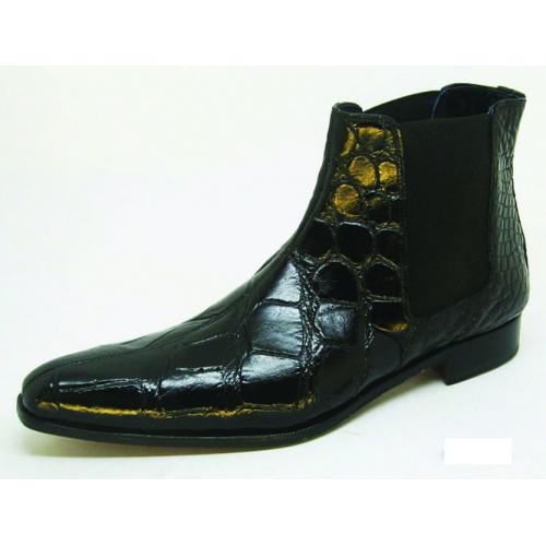 Mauri "2198" Black All-Over Genuine Body Alligator Boots