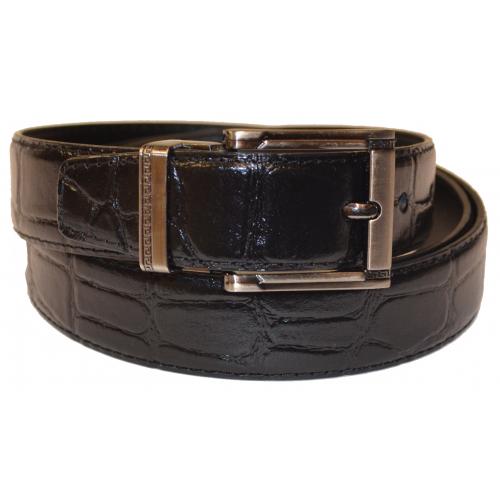 Serpi Black Alligator Print Genuine Leather Belt F9/30