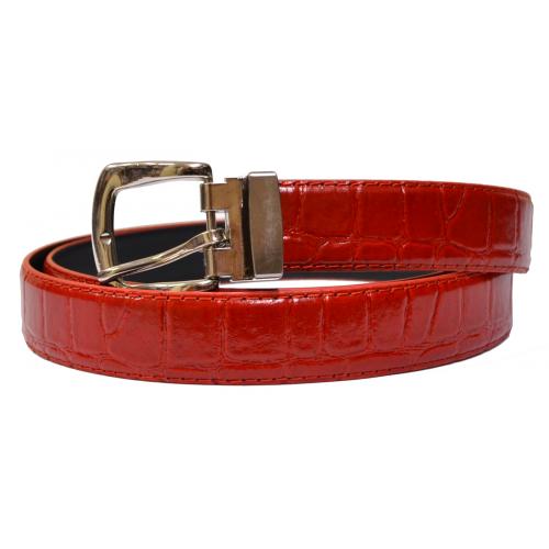 Serpi Red Alligator Print Genuine Leather Belt F9/30