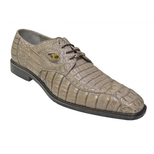 Belvedere "T-Rex" Silver Grey All-Over Genuine Hornback Crocodile Shoes With Eyes
