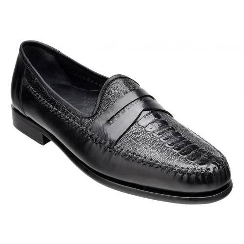 Belvedere "Giotto" Black Genuine Ostrich / Italian Calf Loafer Shoes E46