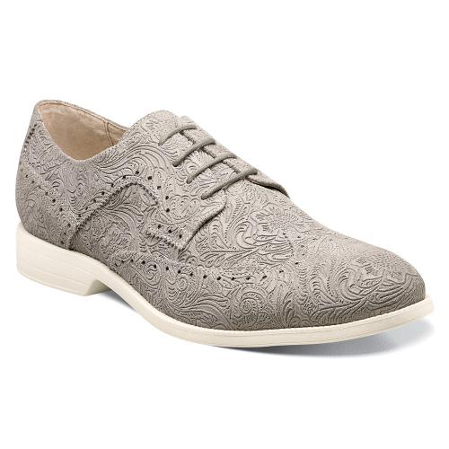 Stacy Adams "Westport" Cement Genuine Leather Suede Embossed Paisley Shoes 25015-031