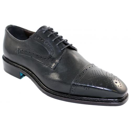 Emilio Franco "EF2658" Black Genuine Calf Perforated Shoes