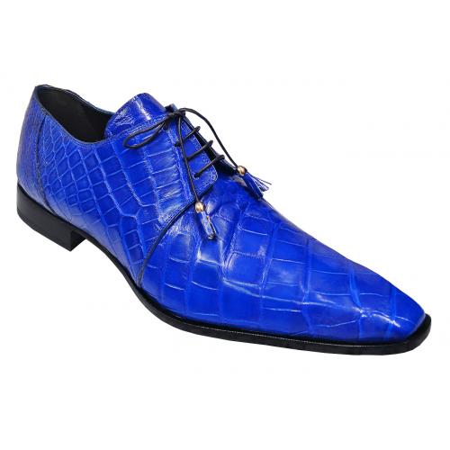 Mauri 53156 Electric Blue Genuine All-Over Alligator Belly Skin Shoes