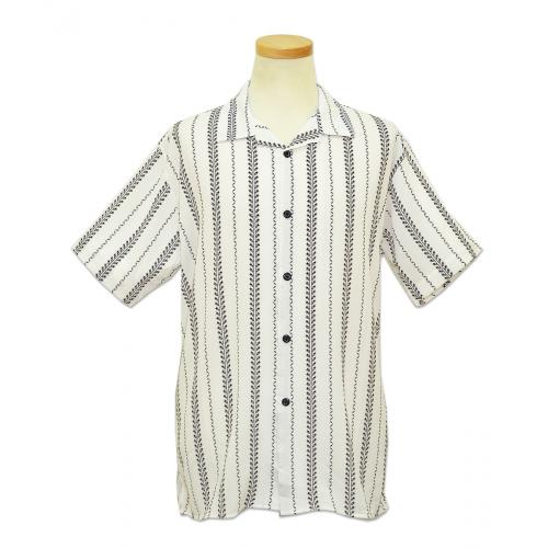 Pronti White / Black Artistic Design Crepe Microfiber Short Sleeves Shirt S6175