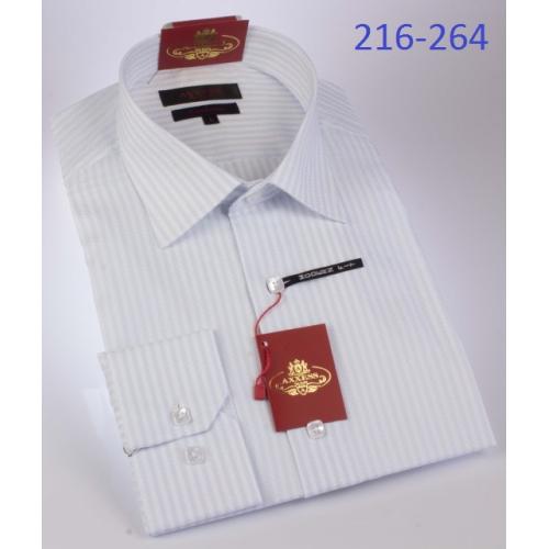 Axxess Classic White / Light Blue Stripes Design Modern Fit Cotton Dress Shirt 216-264