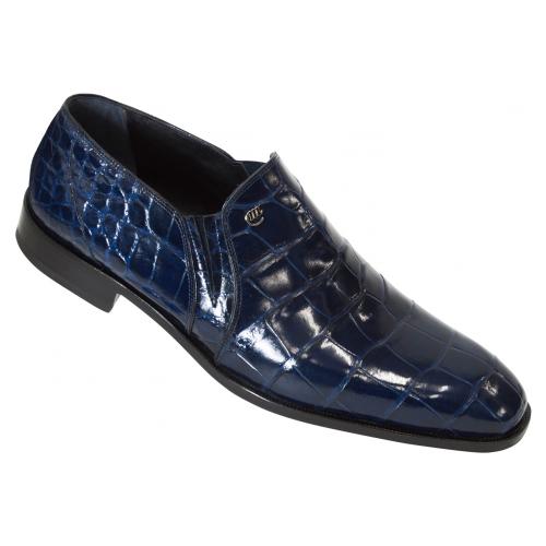 Mauri "4636" Indigo Blue Genuine All Over Body Alligator Loafer Shoes