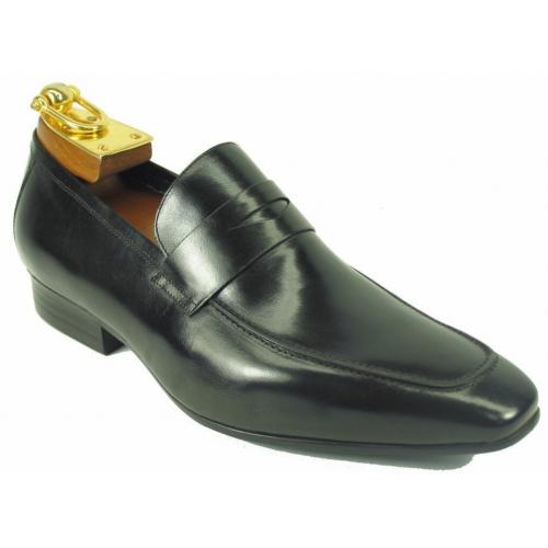 Carrucci Black Genuine Leather Loafer Shoes KS2240-101.