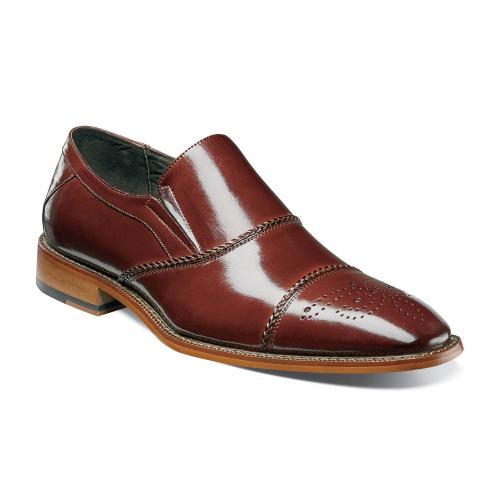 Stacy Adams "Brecklin" Cognac Polished Genuine Leather Cap-Toe Loafer Shoes 25056-221