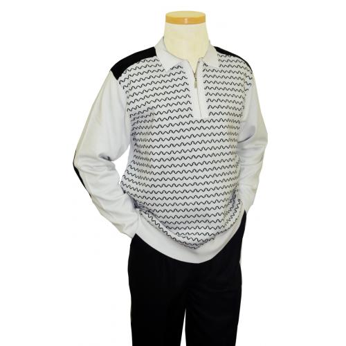 Luxton White / Black Pull-Over Microsuede Sweater Outfit SW107