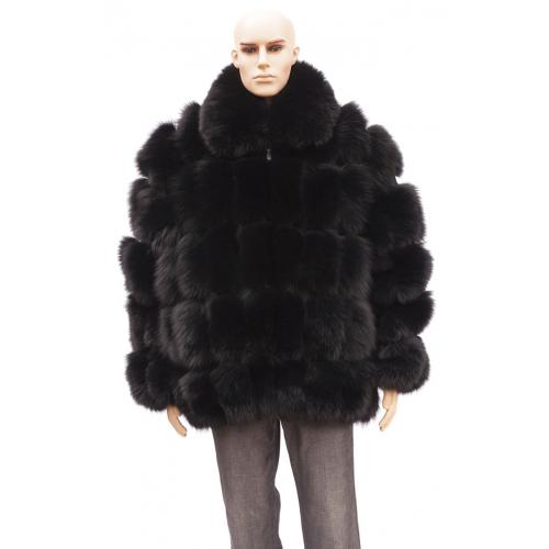 Winter Fur Black Full Skin Fox Jacket With Fox Collar M41R01BK