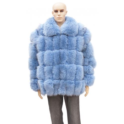 Winter Fur Baby Blue Full Skin Fox Jacket With Fox Collar M41R01BB