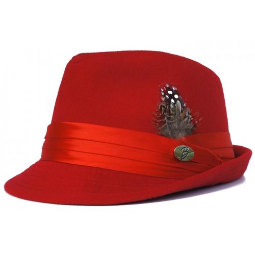 Bruno Capelo Red Wool Blend Fedora Dress Hat FD-201