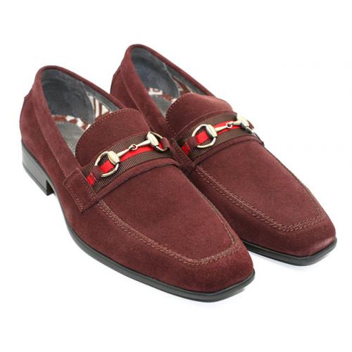 Steve Harvey "Lougan" Oxblood Genuine Suede Bit Loafer Shoes