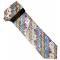 Steven Land "Big Knot" BWR635 Silver Grey Multicolor Artistic Design 100% Woven Silk Necktie / Hanky Set