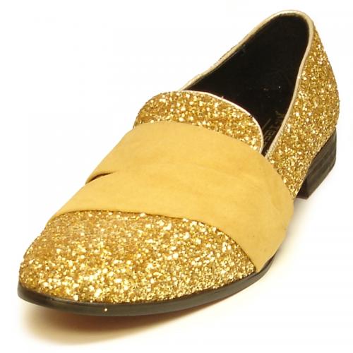 Fiesso Gold Genuine Leather Slip-On Shoes FI7040.