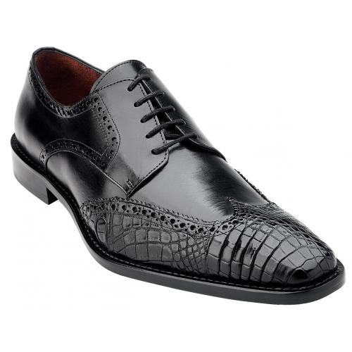 Belvedere "Urbano" Black Safari Genuine Alligator / Italian Calf Shoes 3B0.