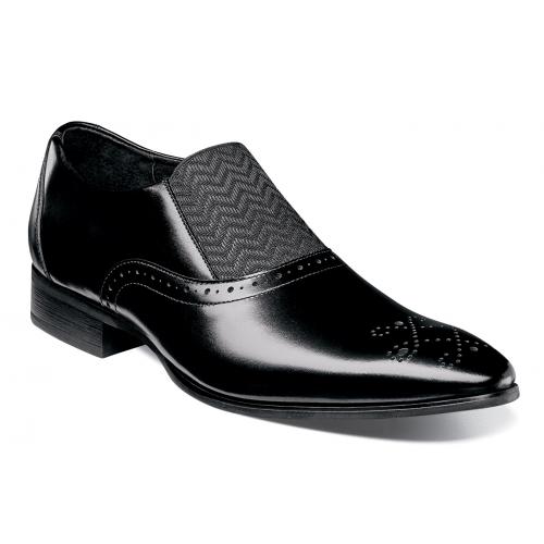 Stacy Adams "Valerian" Black Brogue Slip-On Loafer Shoes 25108-001
