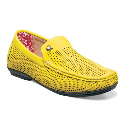 Stacy Adams "Pippin" Yellow Perforated Microsuede Loafer Shoes 25089-700