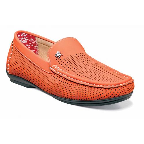 Stacy Adams "Pippin" Orange Perforated Microsuede Loafer Shoes 25089-800