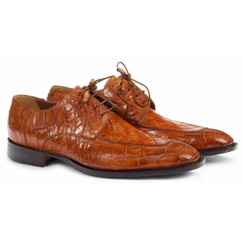 Mauri "Flavio" 1081 Cognac All Over Genuine Body Alligator Hand Painted Shoes.