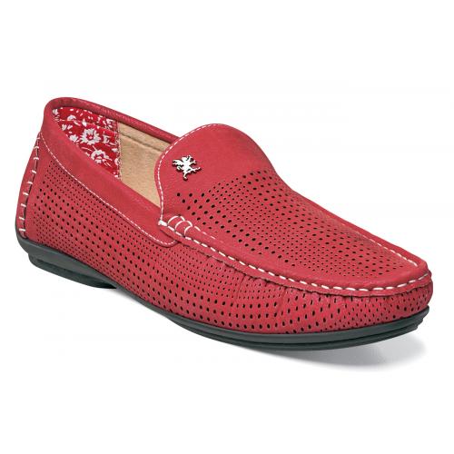 Stacy Adams "Pippin" Red Perforated Microsuede Loafer Shoes 25089-600