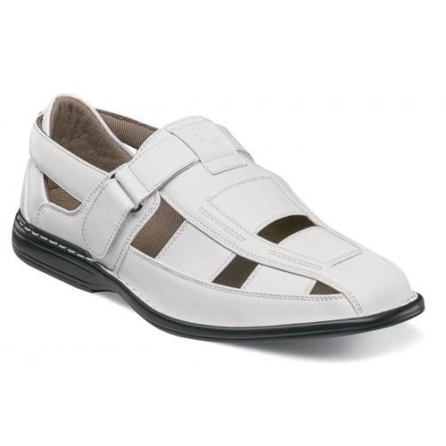 Stacy Adams "Brighton" White Leather Lined Casual Sandals 25095-100