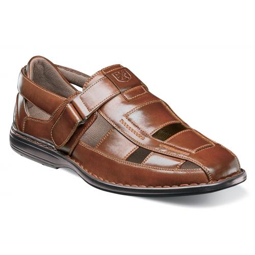 Stacy Adams "Brighton" Cognac Leather Lined Casual Sandals 25095-221