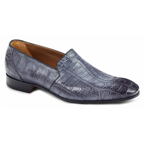 Mauri "Celio" 4440/3 Medium Grey All Over Genuine Body Alligator Hand Painted Loafer Shoes.