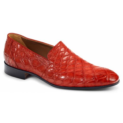 Mauri "Celio" 4440/3 Red All Over Genuine Body Alligator Hand Painted Loafer Shoes.