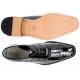 Belvedere "Mare" Black Genuine Eel And Ostrich Leg Shoes 2P7.