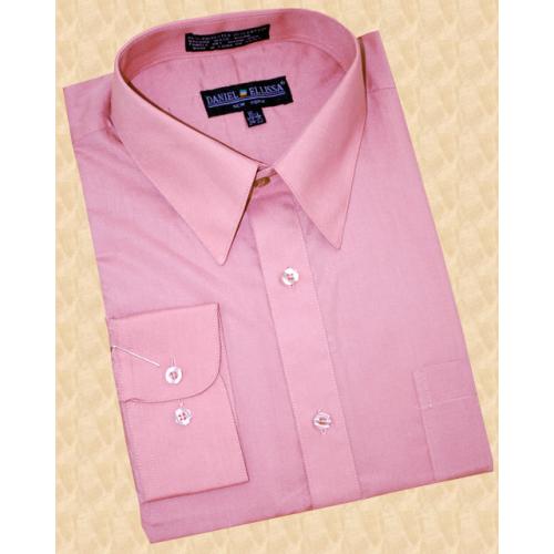 Daniel Ellissa Solid Rose Pink / Mauve Pink Cotton Blend Dress Shirt With Convertible Cuffs DS3001