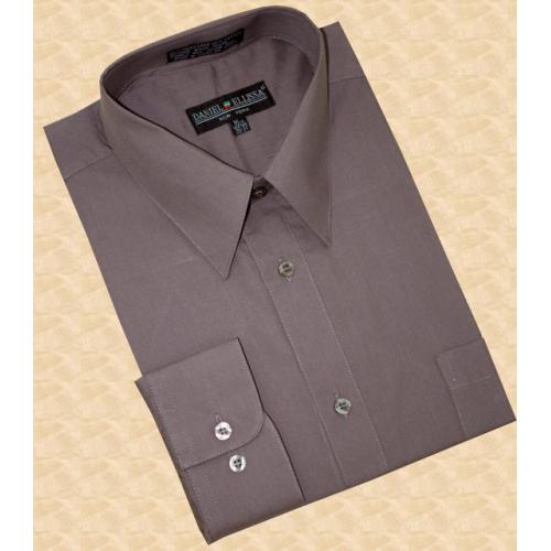 Daniel Ellissa Solid Charcoal Grey Cotton Blend Dress Shirt With Convertible Cuffs DS3001