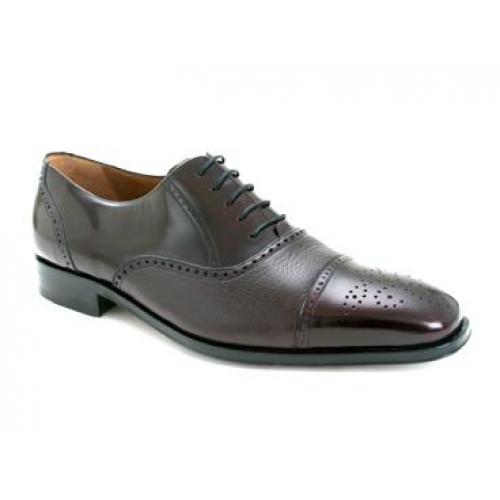 Mezlan "Tyson II" Burgundy Deerskin/High Shine Italian Calfskin Shoes 12859