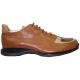 Mauri 8702 Camel Genuine Alligator And Mauri Embossed Nappa Leather Sneakers With Gold Mauri Alligator Head