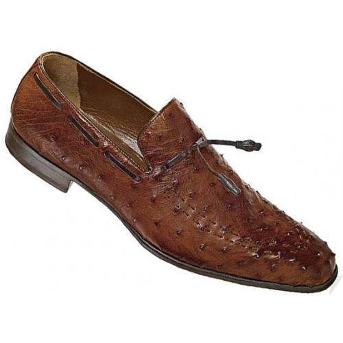 Mauri "Louvre" 1144 Brandy  All-Over Genuine Ostrich Hand-Painted Shoes