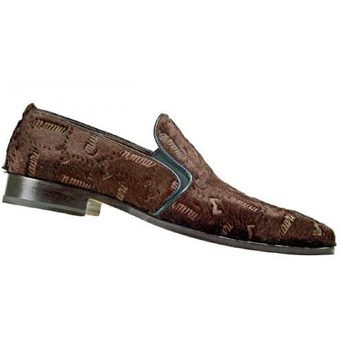 Mauri "Truffle" 4148 Brown All-Over Marbleized Pony Hair Genuine Leather Shoes With Mauri Laser Print