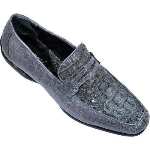 Mauri "Leroy" 9117 Medium Grey Genuine Hornback Alligator/Ostrich Leg Shoes