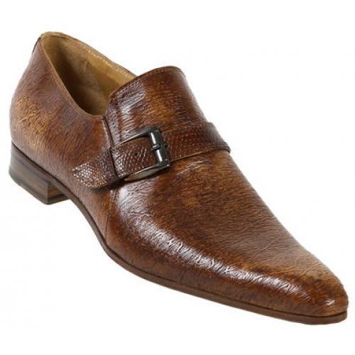 Mauri 2113 Sable Lizard/Nappa Embossed Dune Shoes With Monk Strap On Front