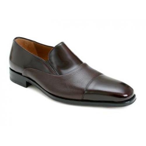 Mezlan "Knowles II" Burgandy Genuine Deerskin/Calfskin Italian Shoes 12812