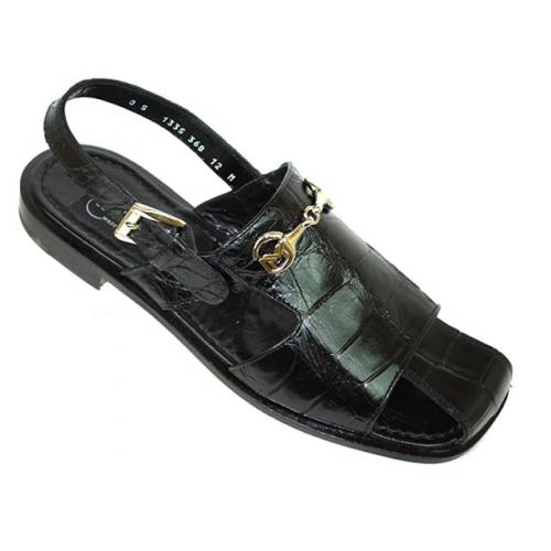 Mauri "Recognition" 1335 Black Genuine All-Over Alligator Sandals