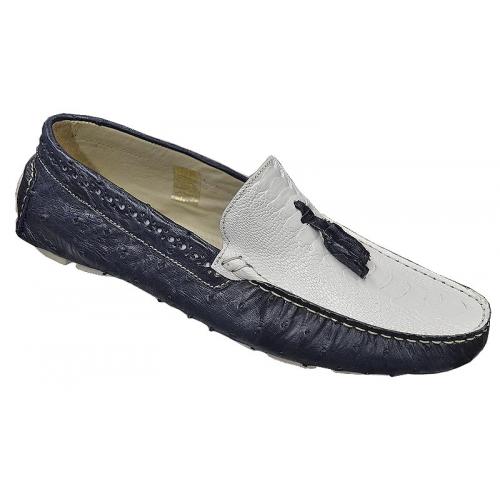 Mauri "Cape Coast" Wonder Blue/White Genuine Ostrich Shoes