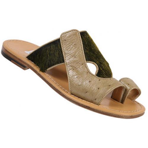 Mauri "1445/" Ostrich Taupe / Pony Hair Mojito Sandals