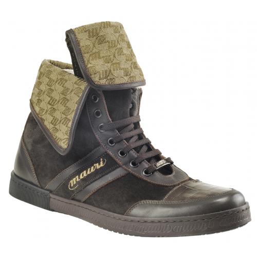 Mauri 8867 Rust / Dark Brown Genuine Alligator / Suede Boots With Mauri Fabric Lining