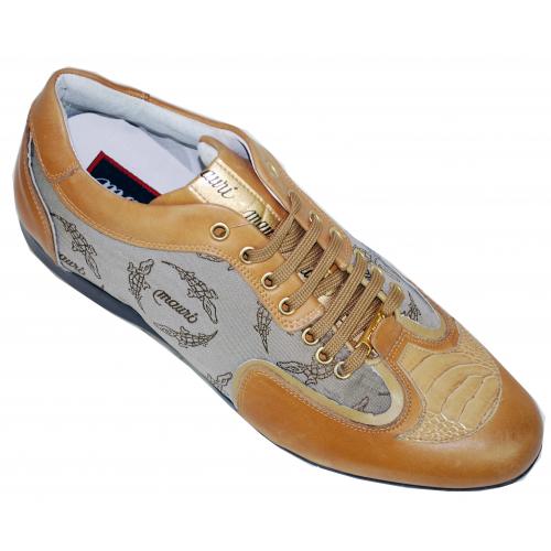 Mauri  8614 Mustard / Taupe Genuine Ostrich With Mauri Fabric Sneakers